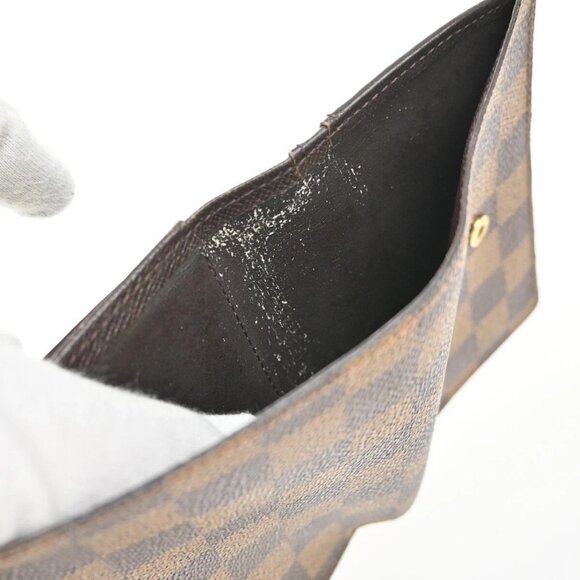 LOUIS VUITTON 3 Set Trifold Wallet Monogram Damier Ebene Leather Brown 60EE788 - Picture 9 of 14